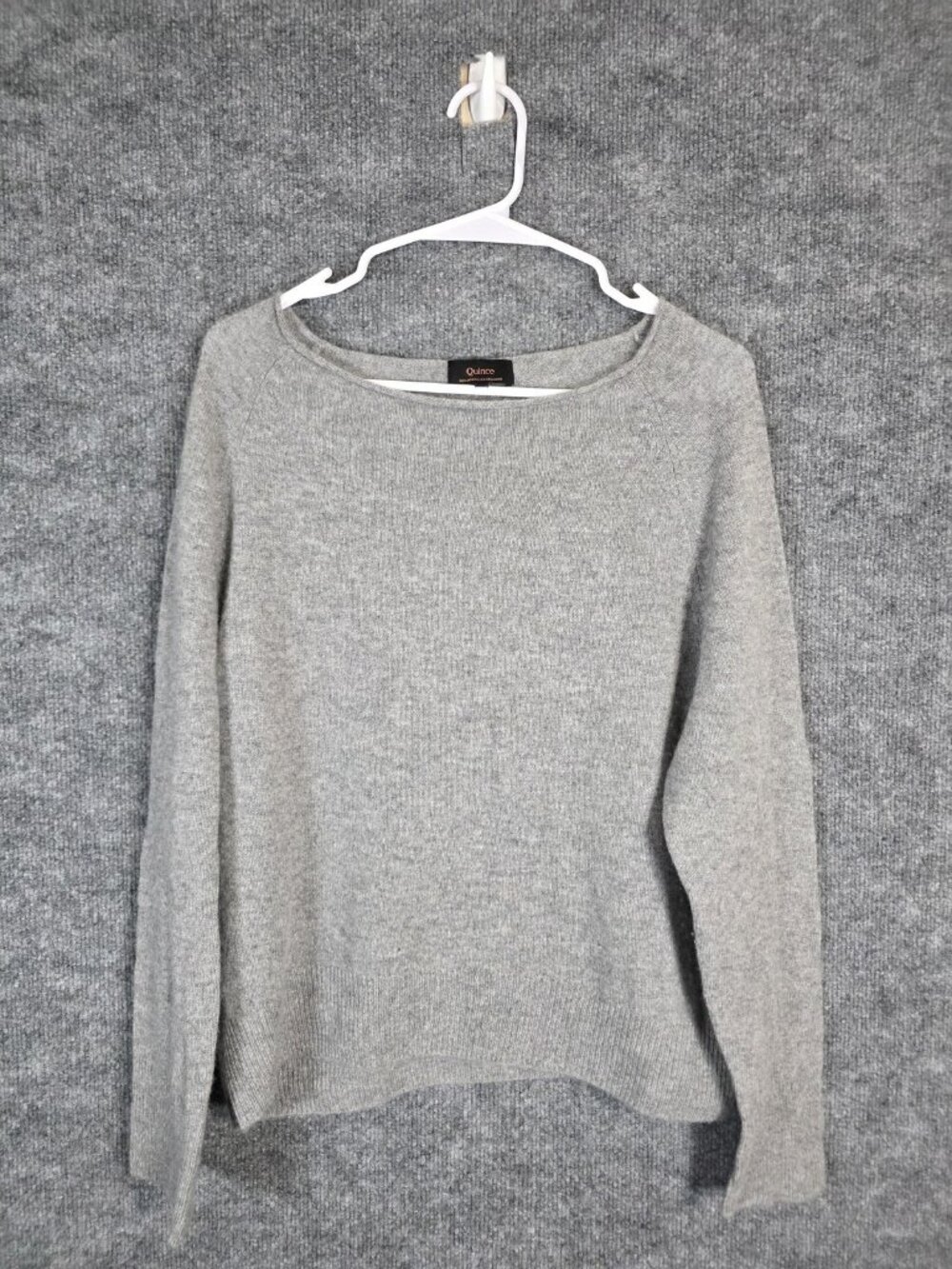 Quince Sweater Womens Small Gray 100% Cashmere Boat Neck Raglan Knit Pullover